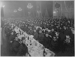 todaysdocument:  Wishing You a Sweet Passover  The “First Passover Sedar Dinner” given by Jewish Welfare Board to men of Jewish Faith in the American Expeditionary Forces in order that they may observe the Passover Holidays. Paris, France., 04/1919