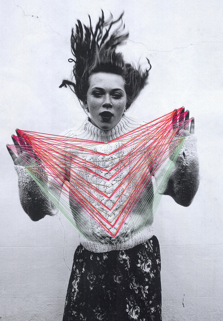 tacticalshoyu:  Maria Aparicio of Santiago, Chile collaborates with photographers – adding unexpected visual elements with needle and thread. 