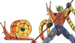 ask-scarred-knockout: cassowarykisses:  agelfeygelach:  bogleech:  I think I’ve blogged this guy before; an ultra minor transformers character whose spear changes the gender of foes. http://tfwiki.net/wiki/Escargon It’s clearly a reference to the