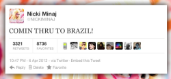   Brasil’s tourism agency telling Nicki