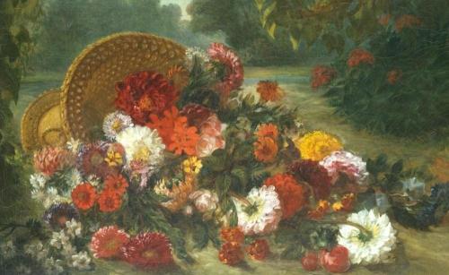 paintingispoetry:Eugène Delacroix, Basket of Flowers detail, ca. 1848-9