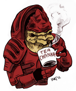 drawedgoods:  Here’s Wrex from #MassEffect enjoying some tea. -burt  TEACHANKA