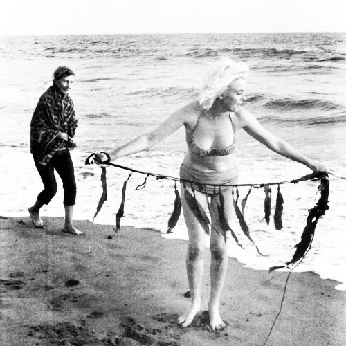 mostlymarilynmonroe:       I was surprised by the respect Marilyn’s fans showed her during the sessions at Santa Monica beach. No one bothered us; the people who gathered around spoke in whispers.    Of course there were exceptions to the generally