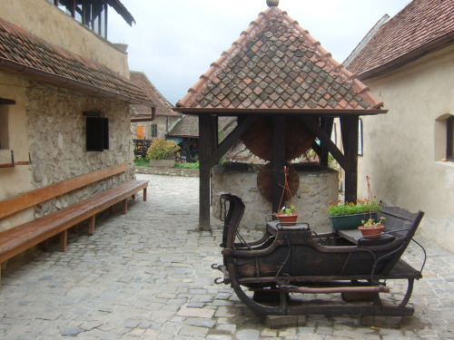 The old fountain inside Rasnov Fortress, carved in solid rock by two otoman prisoners for 17 years, 