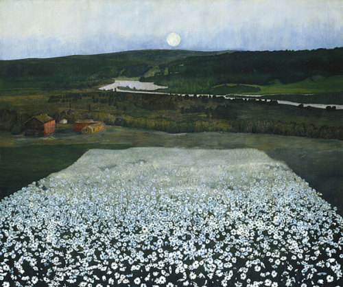 wasbella102:  Flower Meadow in the North, 1905, Harald Sohlberg. Norwegian Realist Painter (1869 - 1935) poboh: 