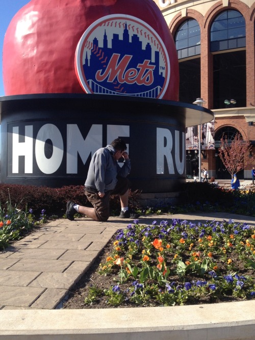 tebowing:
“ Tebowing the homerun apple at Citi Field (maybe this will bring the Mets some luck?)
”
