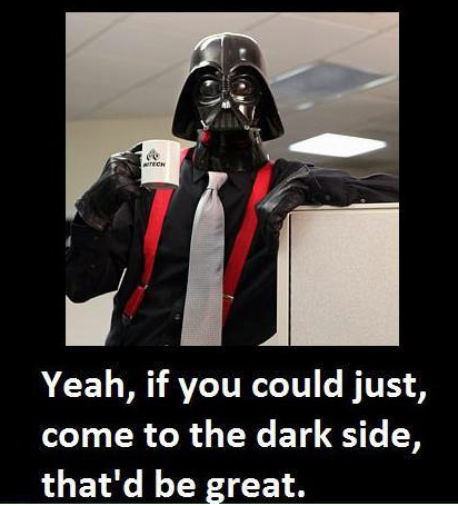 another day at the star wars office i guess :P   i cant help but laugh everything i see this :) lol