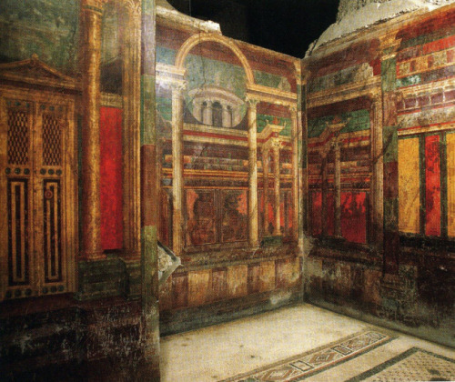 myancientworld:Fresco wall-painting from Villa of the Mysteries, Pompeii. Dated around 60- 50BC.This