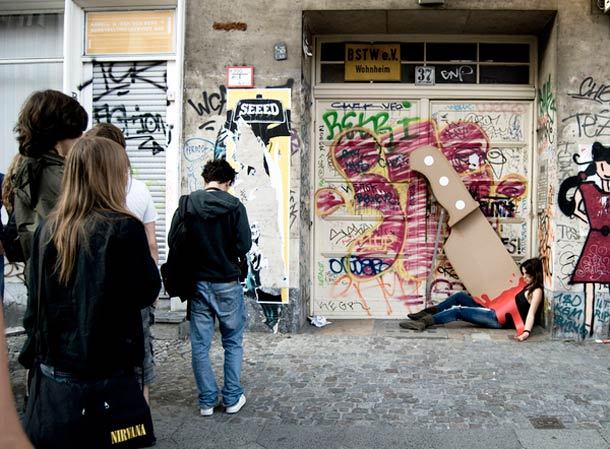 showslow:  German-based artist Maria Luján created The Knife, a street art project