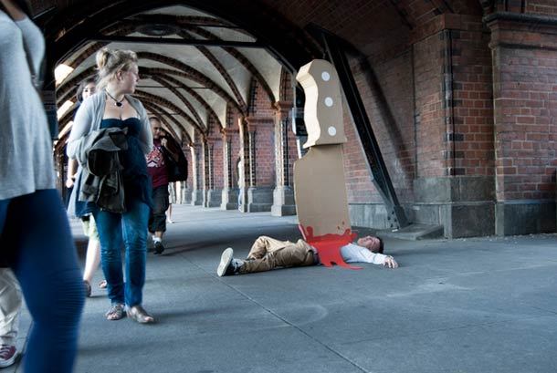 showslow:  German-based artist Maria Luján created The Knife, a street art project