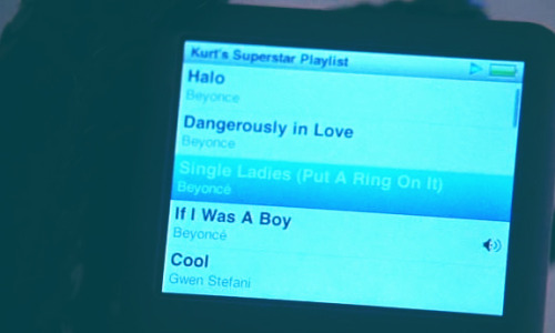 yougottaletitout:Kurt’s Superstar PlaylistHaloDangerously In LoveSingle Ladies (Put A Ring On It)If 