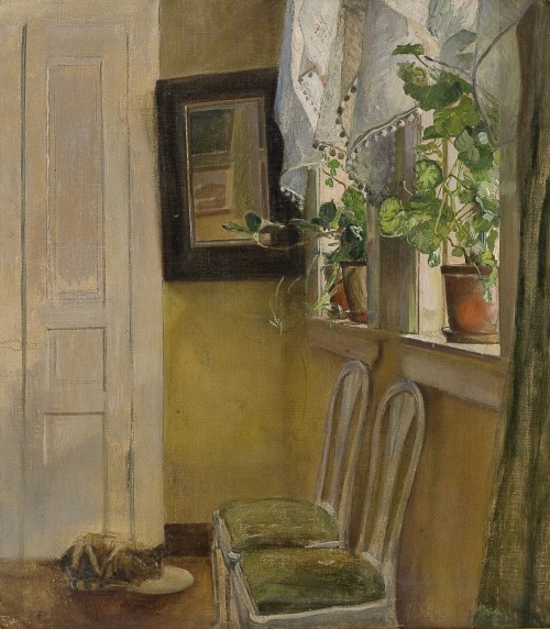 Porn Pics poboh:  Interior with cat, Eilif Peterssen.