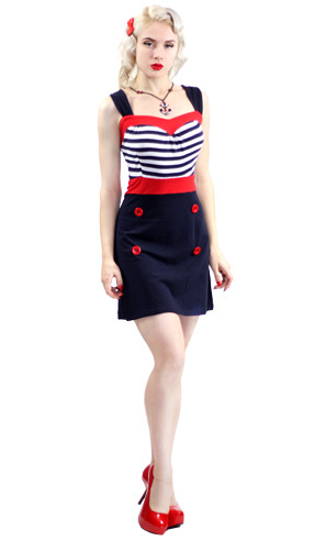 themoshblog:  Mosh in Striped Skipper Dress by Sourpuss 