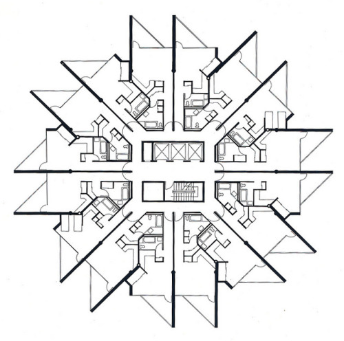 archidrawings - © paul rudolph - tower typical studio floor plan...