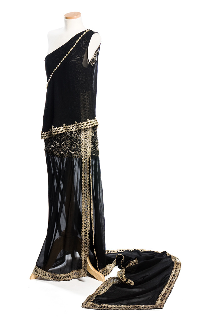 Old Rags - charlestonmuseum: Black chiffon evening dress...