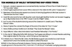 TEN MORSELS OF MILDLY INTERESTING RAP-VIDEO TRIVIA