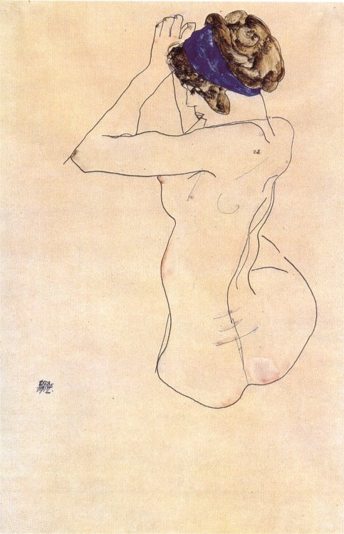 Egon Schiele, Nude with a Blue Headband