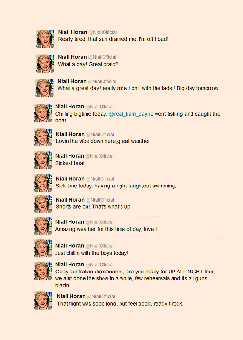 eversyoung:  Niall’s commentaries on his first day in Australia 