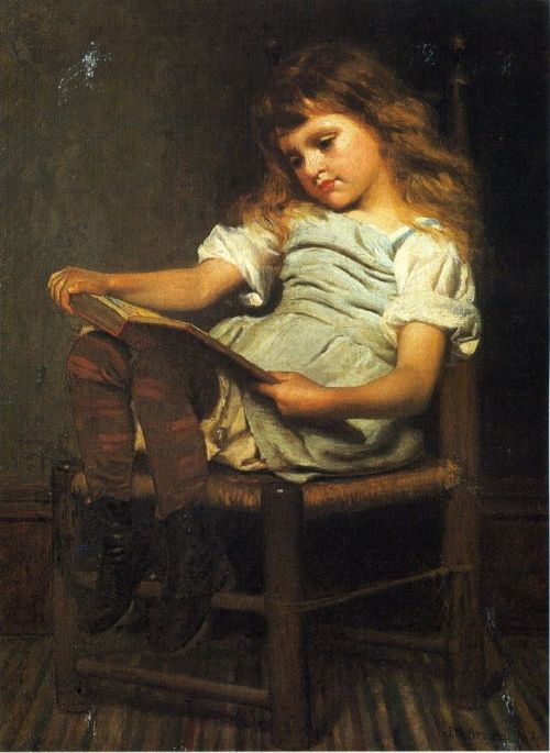 First Reader, John George Brown. English-born American Realist Painter (1831 - 1913)