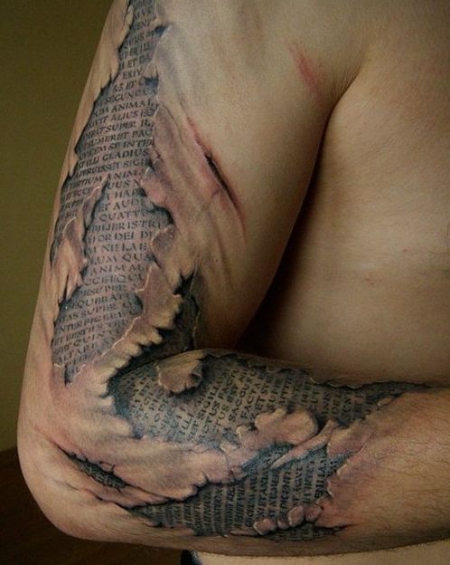 Optical illusion tattoo arm