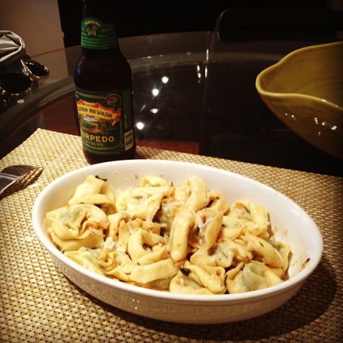 Pesto tortellini with browned butter, sage and asiago cheese (Taken with instagram)