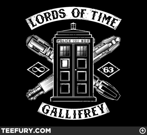 gamefreaksnz:  teevil:  Lords of Time by  nakedderby on sale Wed 04/18/12 at teefury.com  USDบ for 24 hours only If you’re a fan of time-traveling Englishmen that utilize phone boxes and screwdrivers, and also a fan of biker gangs, then this shirt