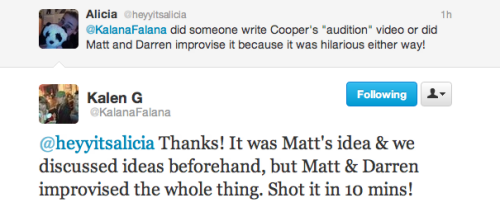 blaineandersons: she works on Glee and I tweeted her about the Cooper audition video and she replied