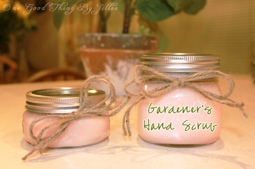 DIY Pink Gardeners Hand Scrub. This is an inexpensive sugar scrub paste with two ingredients and loo