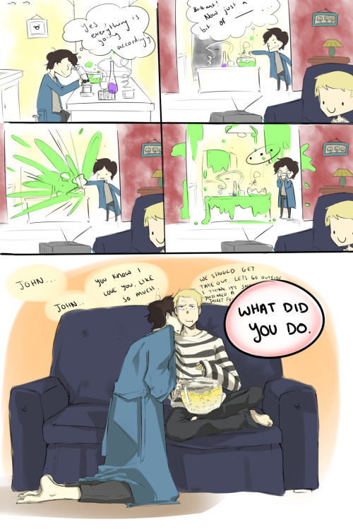 fuckyeahsherlockfanart:crayoncompanion:mak-eba:Experiments Gone Wrong by ~Itachi—x3This is so cute o