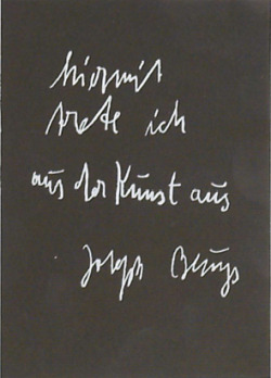 endpiece:  Joseph Beuys (1921–1986). I Hereby Resign from Art, 1985. From a set of postcards. 