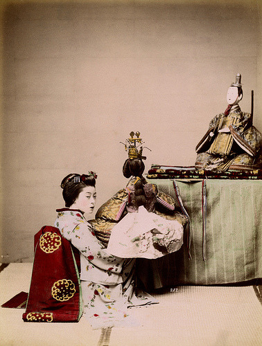 okiya:A Maiko with Hina Matsuri Dolls (1890)“Photograph number 252 “Girl” by the Kusakabe Kimb