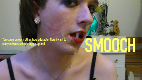 nastykinkysissycumslut:liloralannietv:nasteesissi:Yes!our lipstick dripping sperm…delicious gurlie s