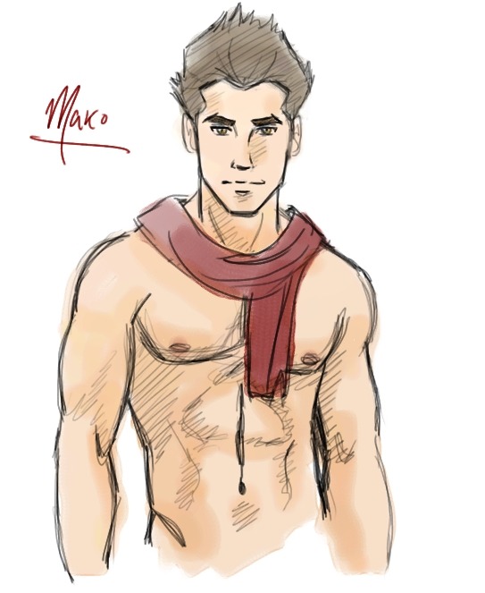 miss-cole-art:  Yes. I kept the scarf on him. Mako/Scarf for life.   