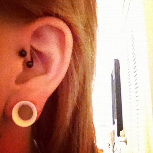 Put these back in. #gauges #plugs #silicon #girl #kentucky #spring #hair #ear #filter #follow #like #ig #igers #instagood #instagram #iphonesia #iphoneography #teen  (Taken with instagram)