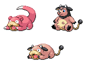 slowpoke and miltank. d'aw. <3
