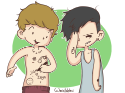 pinkiliciousworld:  69withhoran:  mistahlevi:  he wanted tattoos too…so i gave him a sharpie  omg this is too damn cute.  cutie :) 