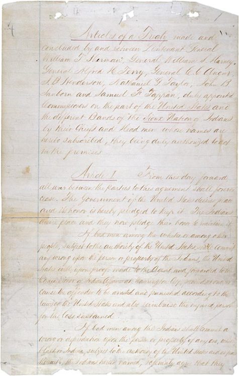 Fort Laramie Treaty
In this treaty, signed on April 29, 1868, between the U.S. Government and the Sioux Nation, the United States recognized the Black Hills as part of the Great Sioux Reservation, set aside for exclusive use by the Sioux people.