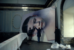 jennilee:  Kindskopf (Head of a Child) at the State Russian Museum, St. Petersburg - 1997 400 cm x 600 cmoil and acrylic on canvasPreparation for the Gottfried Helnwein Retrospective 