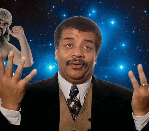 kingofthebuffoons:  heybalatro:  Dr. DeGrasse, what’s that celestial body behind you???  Okay. I LOVE this.