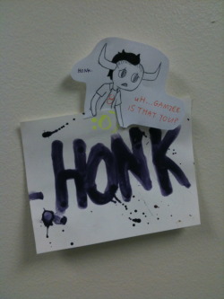 so i posted around 6-7 gamzee notes around the 300 building on thursday. they mostly just said stuff like &ldquo;ARE YOU NEXT? :o)&rdquo; or &ldquo;HONK&rdquo; or just &ldquo;:o)&rdquo; but this one was by far the best some body replied with a highlighted
