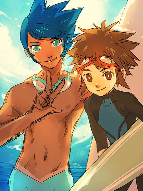 PARTY PARTY PARTY HARD — [Image: fanart of Marlon and Nate from Pokémon....