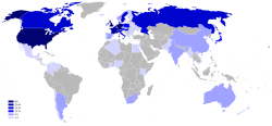 Worldmap Nobel laureates by country