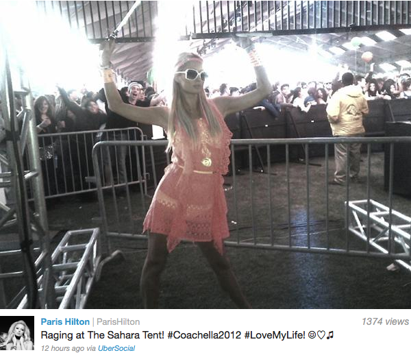 amyohconnor:  This is Paris Hilton “raging” at Coachella in a barricaded area
