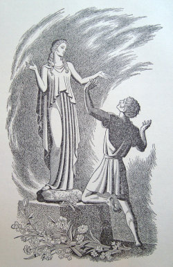 Illustration of Pygmalion and Galatea from