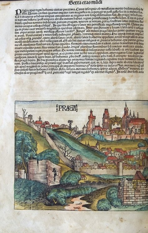 fyeaheasterneurope:Prague, in Hartmann Schedel’s Nuremberg Chronicle. Published in 1493, it is one o