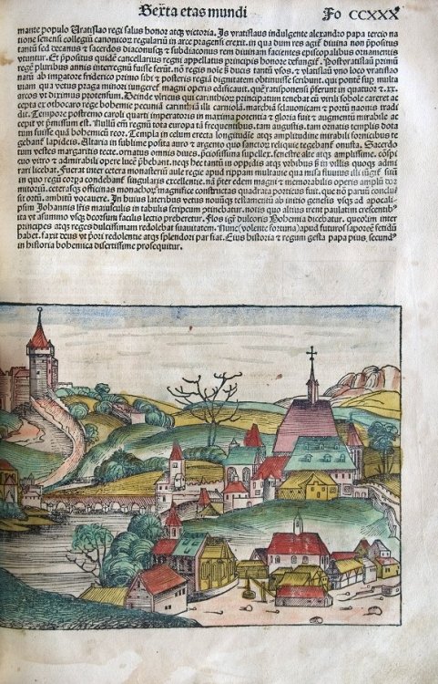 fyeaheasterneurope:Prague, in Hartmann Schedel’s Nuremberg Chronicle. Published in 1493, it is one o