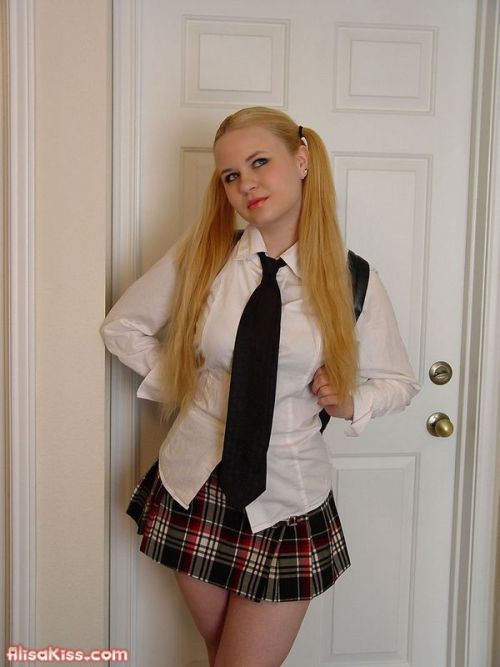 Alisa Kiss. ♥  This picture reminded me of getting home from school and thinking mmmh boys or girls?  A few years later I discovered the answer - both lol. Greedy bitch! (hehe). ♥  http://naughtyskool.pornblogspace.com/alisa-kiss-naughty-schoolgirl.html