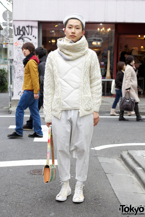 Super stylish 20-yr-old Harajuku guy in handmade fashion + Comme des Garcons &amp; Macro Mauro.