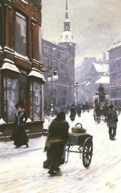 oilpaintinggallery:  A Street Scene In Winter