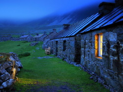 bluepueblo:  Blue Dusk, Stone Cottages, Wales